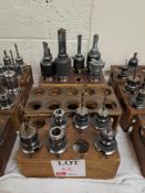 Thirteen assorted tool holders and tools