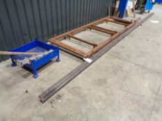 Steel framed IBC platform, approx 1m x 3m, two steel lengths approx 7m and a steel bin Please Note