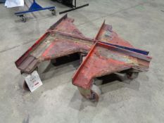 Set of four cylindrical dolly wheels Please Note this lot is located at Unit 2, Milland Road