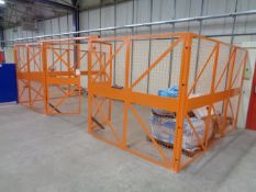 Steel framed 12 section mesh storage cage, 11 x 1m sections and 1 x 2.1m swing door (sections bolted