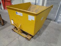 Safe Fence Ltd DTS1250 forklift mounting tipping skip, serial no. 118000 (2020), and steel offcut