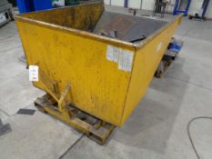 Safe Fence Ltd DTS1250 forklift mounting tipping skip, serial no. 117905 (2020), and steel offcut