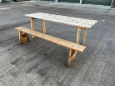 Quantity of Tentipi wooden tables and benches, to 1 - Stillage & 1 - pallet