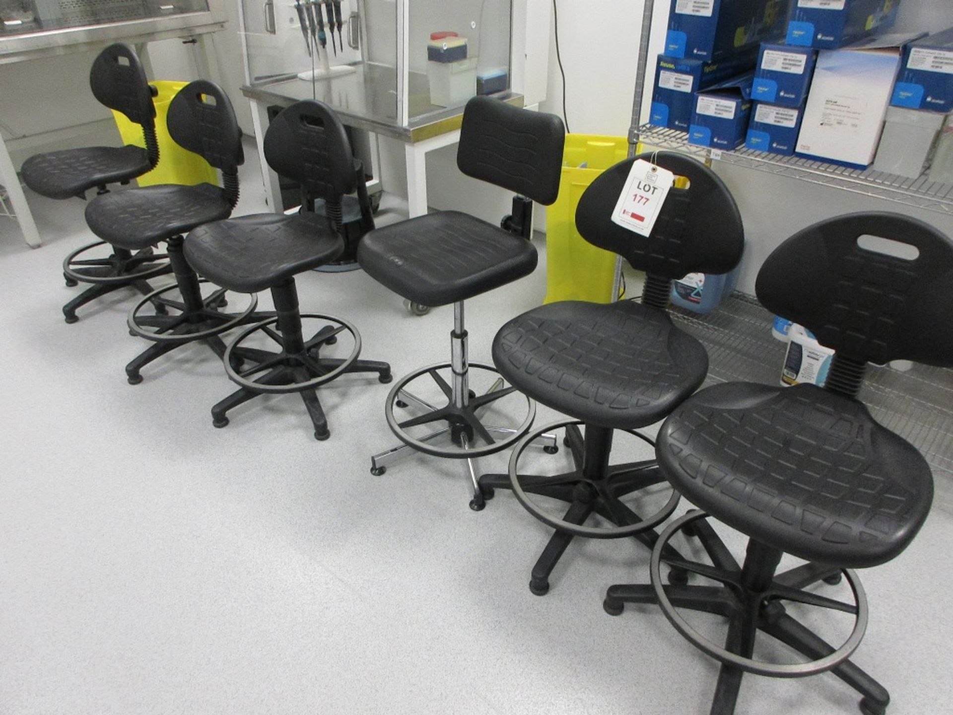Six static lab chairs