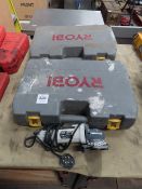 2 x RYOBI ERH-600v SDS Hammer Drills 110v, 1 x MAC ALLISTER MSAG750 Grinder 240v