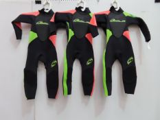 3 x Sola Storm 3/2 Kids Wetsuit - size xs