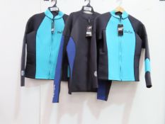 3 x Two Bare Feet Full Zip Wetsuit Jackets - size xx-large (2 x Women's; 1 x Unisex)