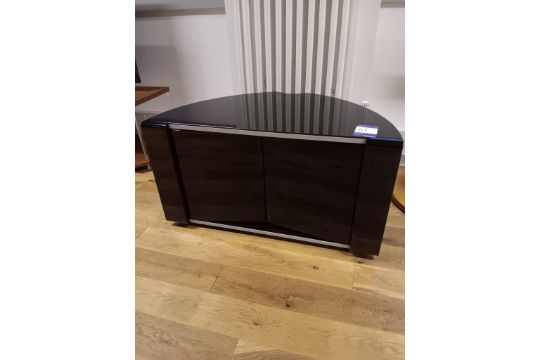 Black glass curved TV stand