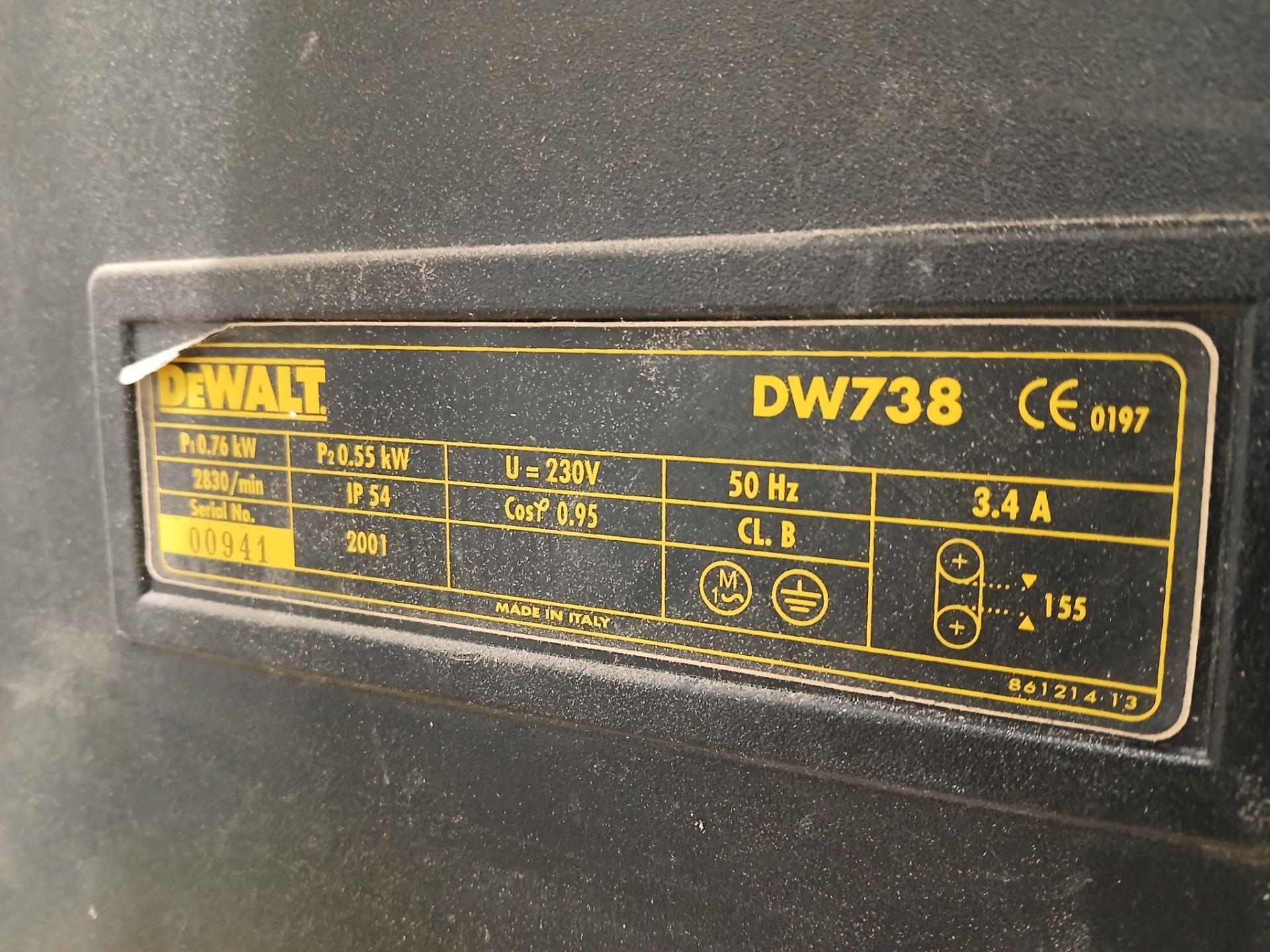 Dewalt DW738 Bench Top Bandsaw (Serial Number 00941, Year 2001) - Image 3 of 3