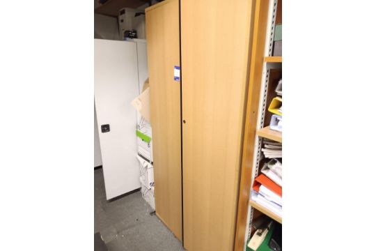 Wooden double door cabinet including stationery - Image 1 of 3