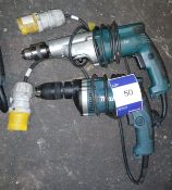 2 x Makita Drills, 110V