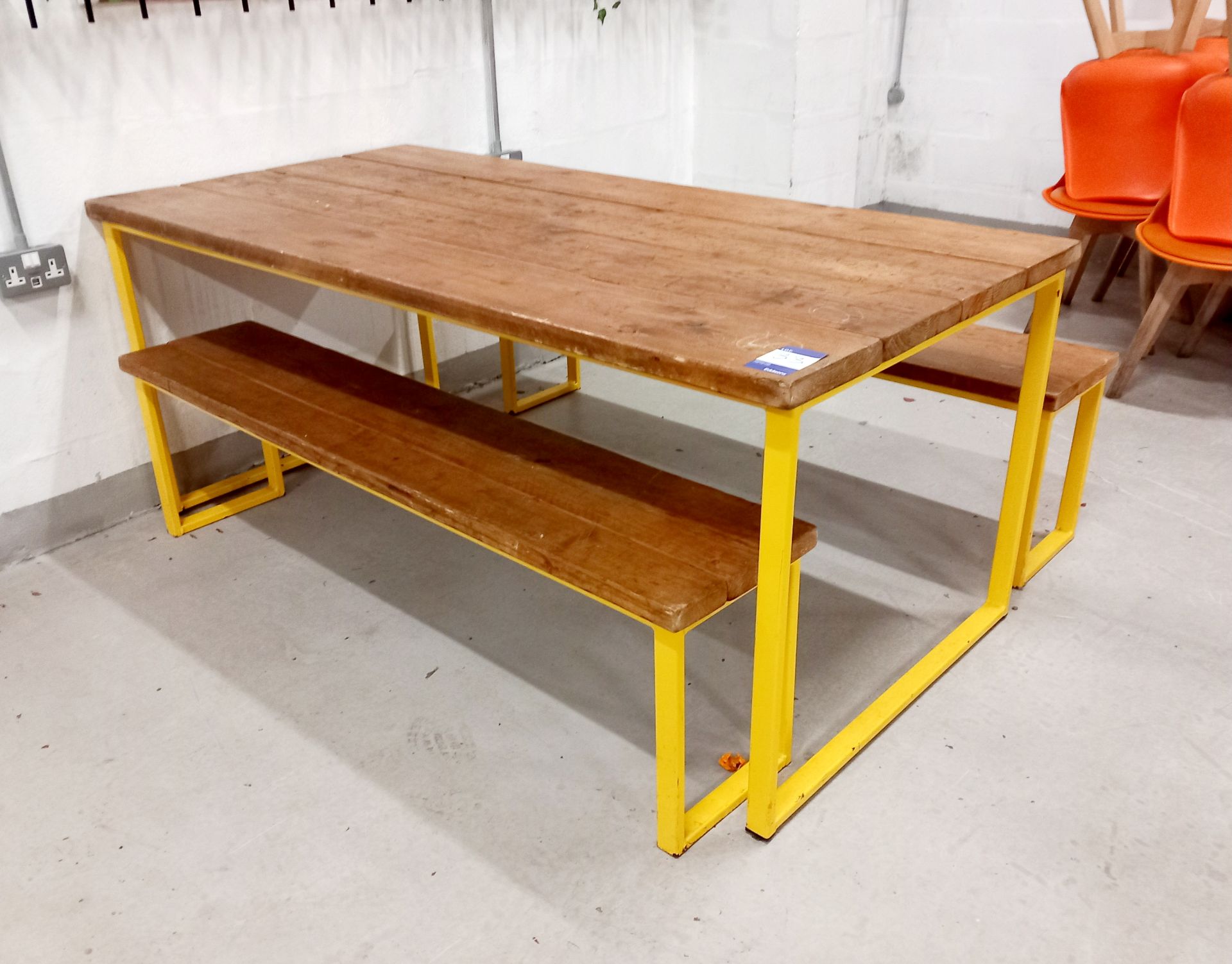 Oak top bench table set (1800 x 770)