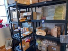 3 x Plastic Shelving Units and contents including: Wooden Breakfasts Boards, Baking Sets,