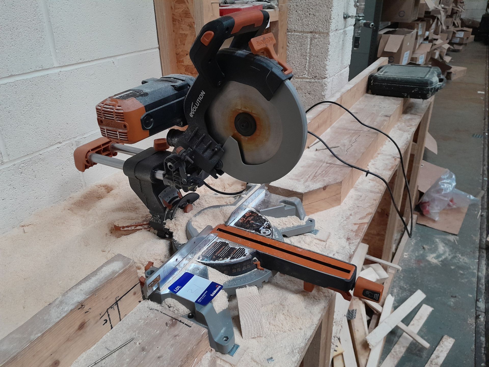 Evolution R255 SMS-DB, 255mm double bevel sliding mitre saw, 240V