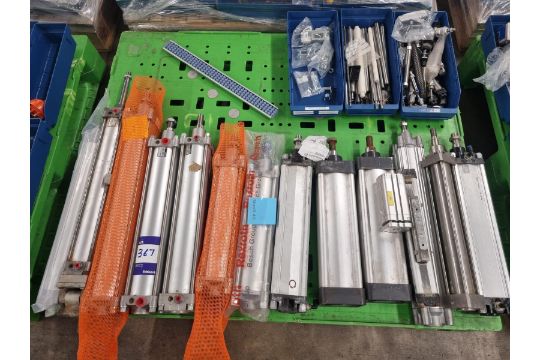 Pallet of assorted pneumatic cylinders etc