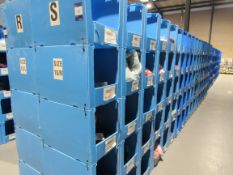 Large quantity of assorted clothing to part row S (including corrugated pigeon holes)