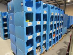 Large quantity of assorted clothing to part row X (including corrugated pigeon holes)