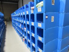 Large quantity of assorted clothing to part row K (including corrugated pigeon holes)