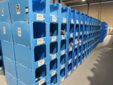 Large quantity of assorted clothing to part row R (including corrugated pigeon holes)