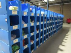 Large quantity of assorted clothing to part row L (including corrugated pigeon holes)