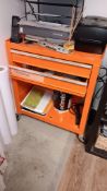 Mobile steel 2 drawer tool chest (excludes Lot 36 - Label printer) – Located in office