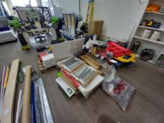 Quantity of builders consumables to include; tiles, bolts, LED panels, waterproof membrane rolls,