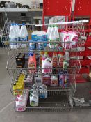 Wire Storage Rack and Contents (i.e. Caravan/Motorhome Cleaner, Streak Remover, Water Tank Additive