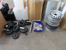 Quantity of Jockey Wheels, Spare Wheels, Towball Covers and 4 x Spare Caravan Wheels - 3 x 4 1/2 x 1