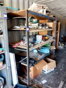 Metal framed shelving unit