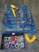 Assortment of Lifting Equipment to pallet, to include Liftin Gear Lever Hoist, Chain Block,