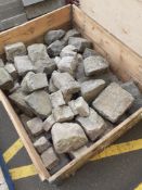 Box of cut granite coins various sizes blue granite & grey granite.