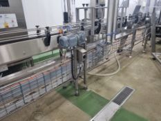 2017 Isoma single lane bottle conveyor. Approx 8m long including diverter and 90 degree bend