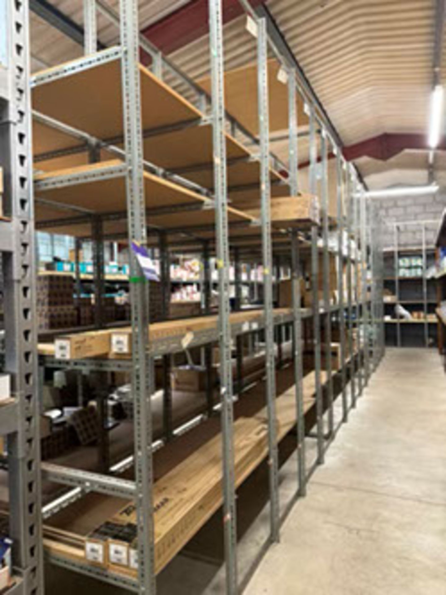 Store Fixed Racking 15x bays of steel framed double sided stores racking by Erecto, approx ...