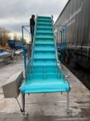 Stainless Steel blue food grade swan neck conveyor on castors