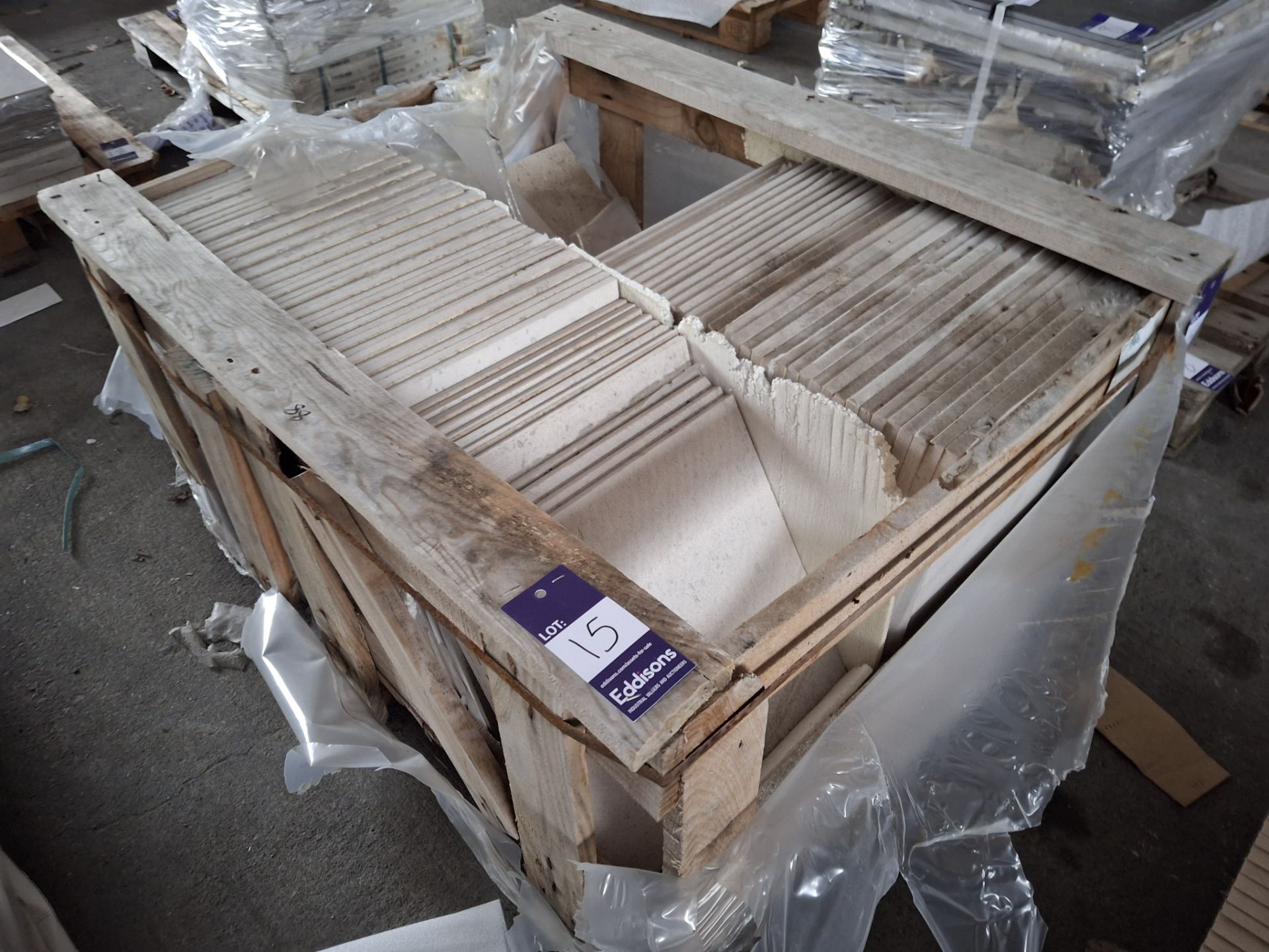 Portuguese Limestone; Pallet of 14 SQM; 400mm x 400mm x 15mm tiles; 88 Pieces - Lift out fee - £