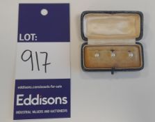 Set of three pearl & 9Ct white gold studs