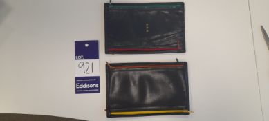 2x Asprey leather coin wallets, black leather (GMM monogram)