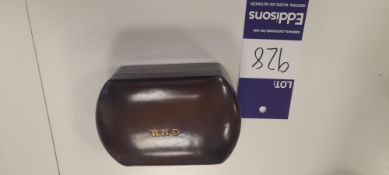 Leather stud box with Monaco Yacht Club studs and 12 various badges including 2x Crest Run