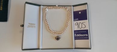 Pearl Necklace J.C Gorbould Ltd and 9Ct gold & gemstone brooch