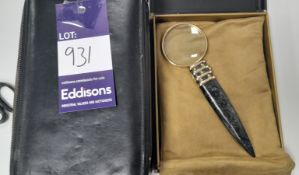 Leather carry bag by Davies & Hathaway for Pickett. Embossed with E.V.M.M including contents of