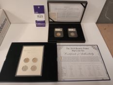 The 2018 Beatrix Potter 50p Coin Set; Pair of 2018 Paddington Bear 50p Coins