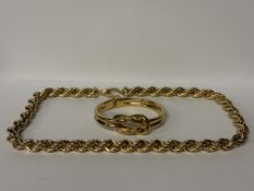 Nina Ricci Yellow Metal Necklace and Nina Ricci 'Infinity Knot' Magnetic Bracelet