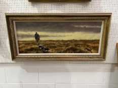 Oil on Canvas of Hunter, Gundog and Hare