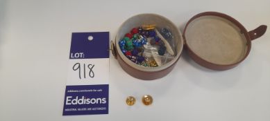 Leather stud box with 2 gold studs and others