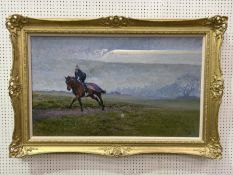 Oil on Canvas of Horse Rider in Field