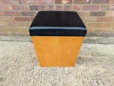 Job lot of 2 Cube Seats with black padded top and wooden base. Approximate dimensions: Width 49cm, d