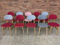 Mixed Job lot of 10 red chairs Approximate dimensions: Width 44cm, depth 45cm, seat height 49, total