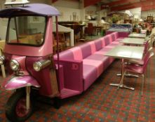 Tuk Tuk Restaurant Dining Seating by designer George Ioannou. Approx dimensions: Width 140cm and len