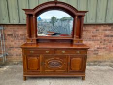 Vintage display case sideboard/cabinet unit with mirror. Approx dimensions: Width 182cm, depth 63cm