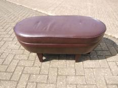 Job lot of 2 oval leather footstools Button detail coming off